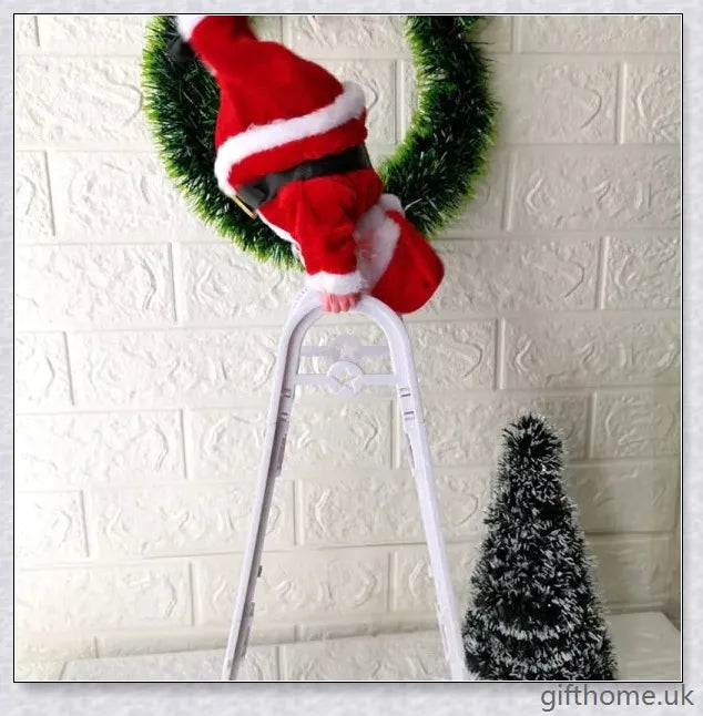 A climbing Santa Claus toy ladder, adding whimsical Christmas cheer to a home's decor