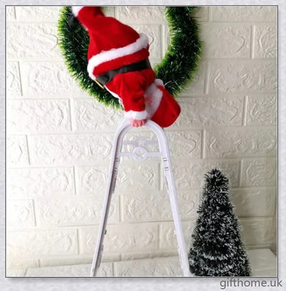 A climbing Santa Claus toy ladder, adding whimsical Christmas cheer to a home's decor