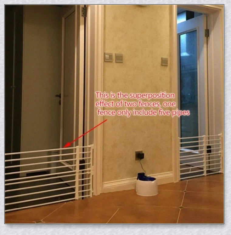 Retractable Dog Gate - Adjustable Indoor Pet Barrier with Durable Plastic-Coated Iron Pipe Construction