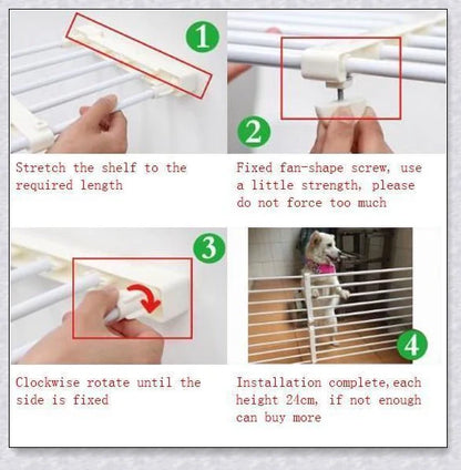 Retractable Dog Gate - Adjustable Indoor Pet Barrier with Durable Plastic-Coated Iron Pipe Construction