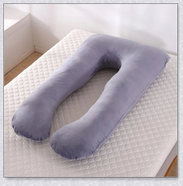 Soft Pregnancy Pillow - Adjustable U-shaped body pillow with plush polyester filling and velvety cover for optimal back and hip support during pregnancy