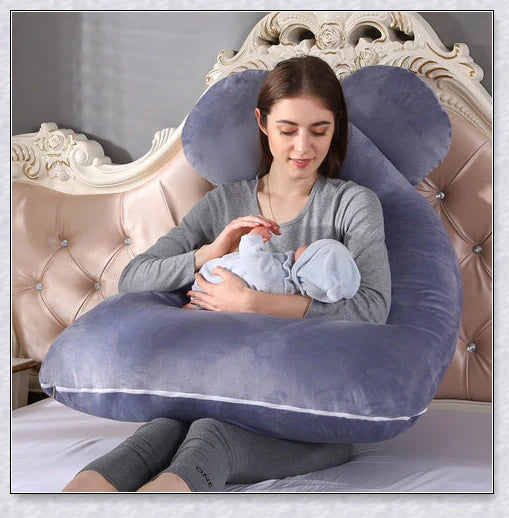 Soft Pregnancy Pillow - Adjustable U-shaped body pillow with plush polyester filling and velvety cover for optimal back and hip support during pregnancy