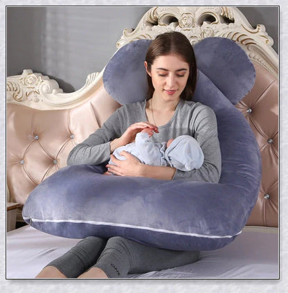 Soft Pregnancy Pillow - Adjustable U-shaped body pillow with plush polyester filling and velvety cover for optimal back and hip support during pregnancy