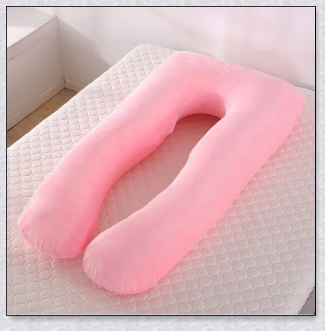 Soft Pregnancy Pillow - Adjustable U-shaped body pillow with plush polyester filling and velvety cover for optimal back and hip support during pregnancy