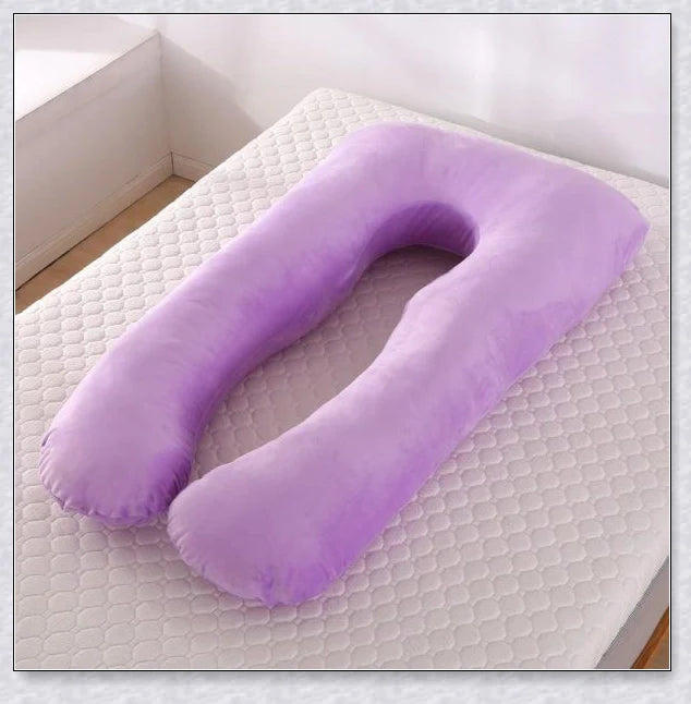 Soft Pregnancy Pillow - Adjustable U-shaped body pillow with plush polyester filling and velvety cover for optimal back and hip support during pregnancy