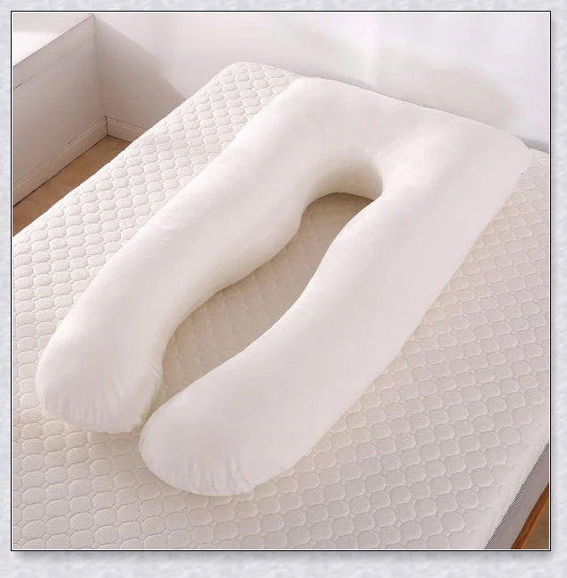 Soft Pregnancy Pillow - Adjustable U-shaped body pillow with plush polyester filling and velvety cover for optimal back and hip support during pregnancy