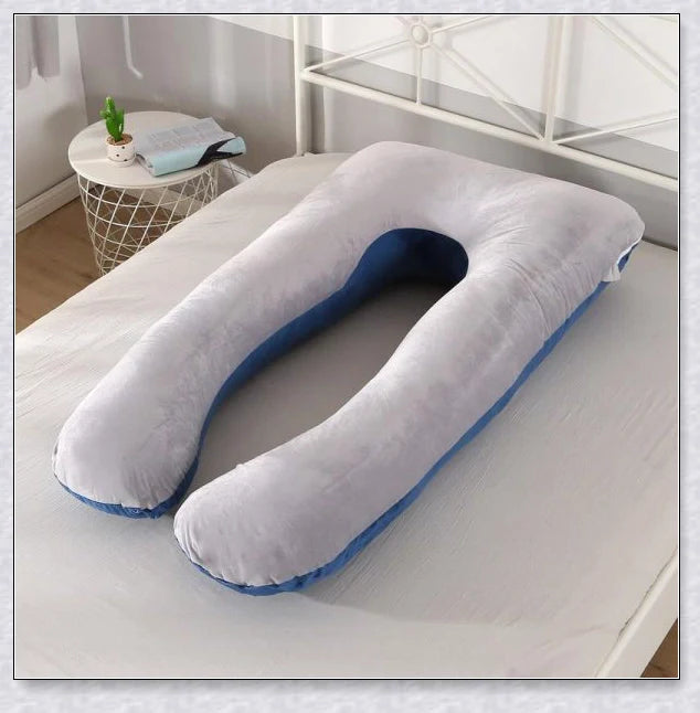 Soft Pregnancy Pillow - Adjustable U-shaped body pillow with plush polyester filling and velvety cover for optimal back and hip support during pregnancy