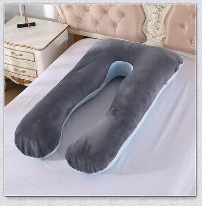 Soft Pregnancy Pillow - Adjustable U-shaped body pillow with plush polyester filling and velvety cover for optimal back and hip support during pregnancy