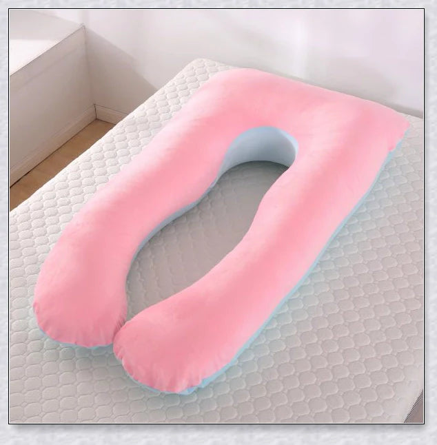 Soft Pregnancy Pillow - Adjustable U-shaped body pillow with plush polyester filling and velvety cover for optimal back and hip support during pregnancy
