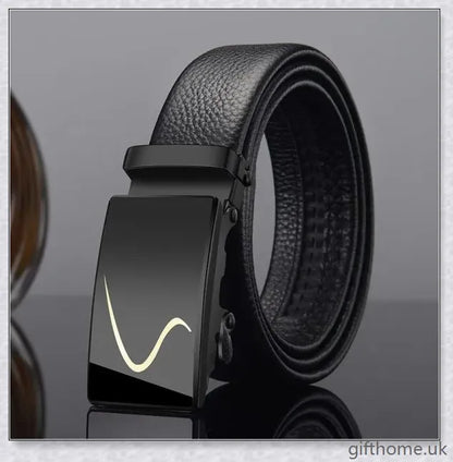 Premium business belt with automatic buckle, made with high-quality British leather and metal components