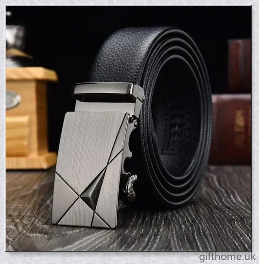 Premium business belt with automatic buckle, made with high-quality British leather and metal components
