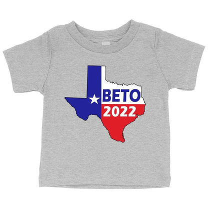 A soft, comfortable baby t-shirt in heather grey with a classic crew neck and short sleeves