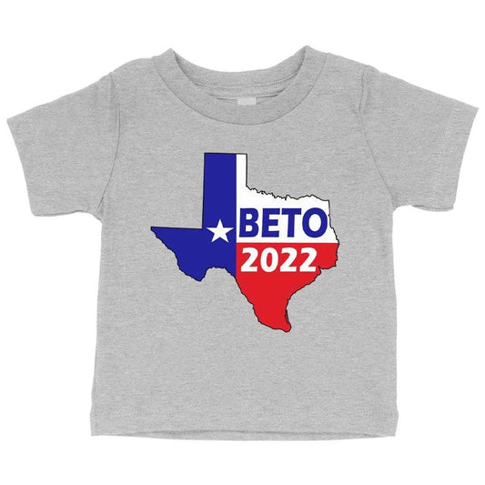 A soft, comfortable baby t-shirt in heather grey with a classic crew neck and short sleeves
