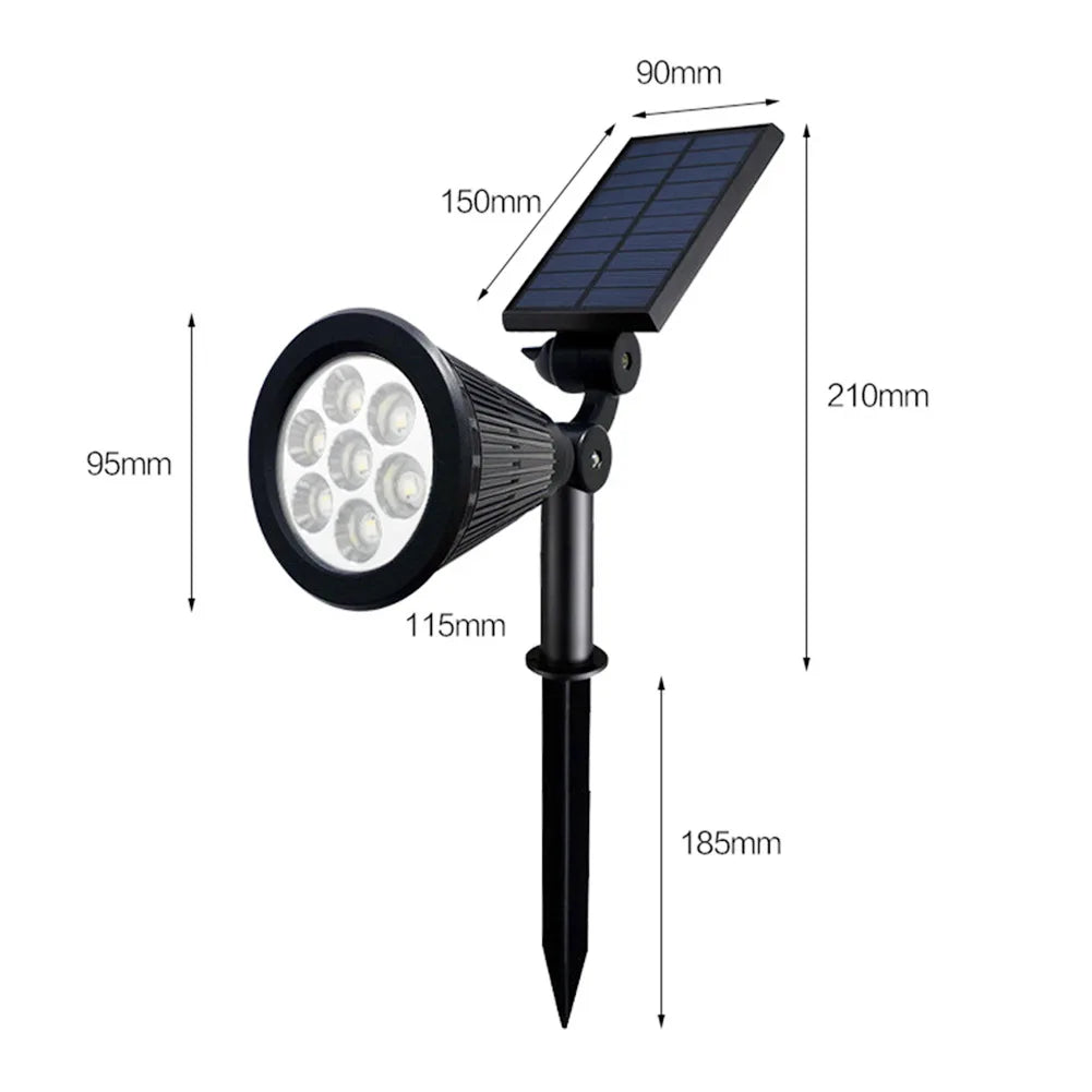 Solar-powered outdoor adjustable spotlight with multiple colour modes for garden and patio lighting