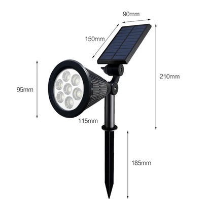 Solar-powered outdoor adjustable spotlight with multiple colour modes for garden and patio lighting