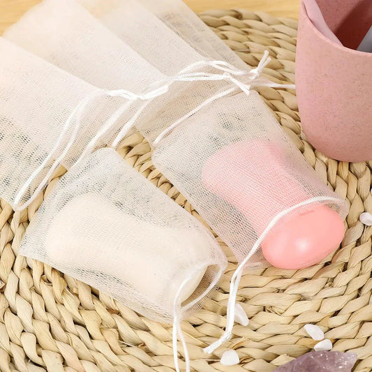 Hangable Foaming Mesh Soap Pouch that creates a luxurious lather and gently exfoliates skin