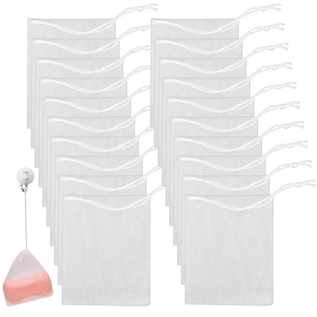 Hangable Foaming Mesh Soap Pouch that creates a luxurious lather and gently exfoliates skin