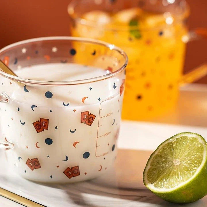 Boho-Style Glass Tea Cup with Unique Patterns and Generous 500ml Capacity