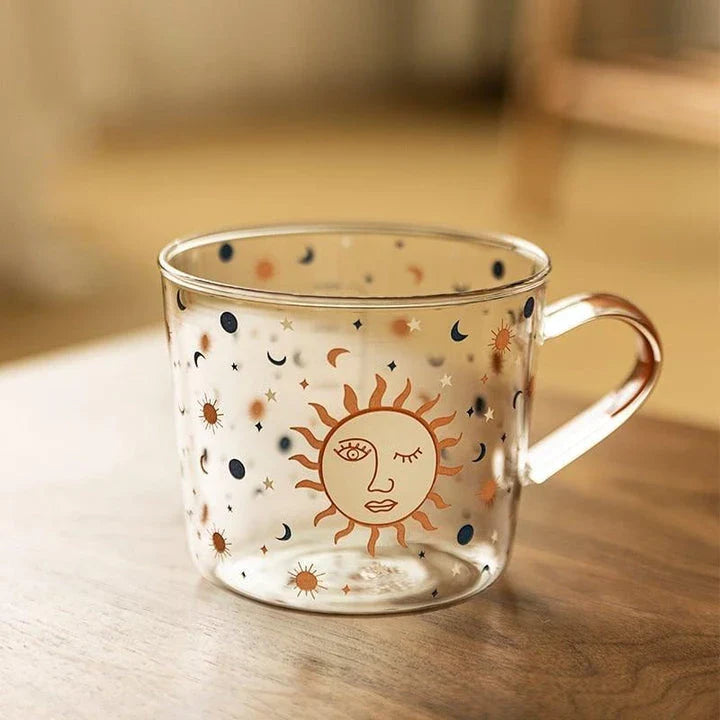 Boho-Style Glass Tea Cup with Unique Patterns and Generous 500ml Capacity