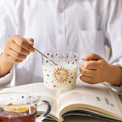 Boho-Style Glass Tea Cup with Unique Patterns and Generous 500ml Capacity