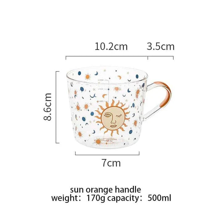 Boho-Style Glass Tea Cup with Unique Patterns and Generous 500ml Capacity