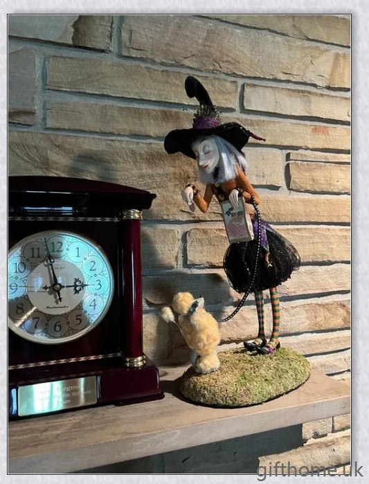 Enchanting Halloween witch figurine with unique designs and meticulous hand-painted details