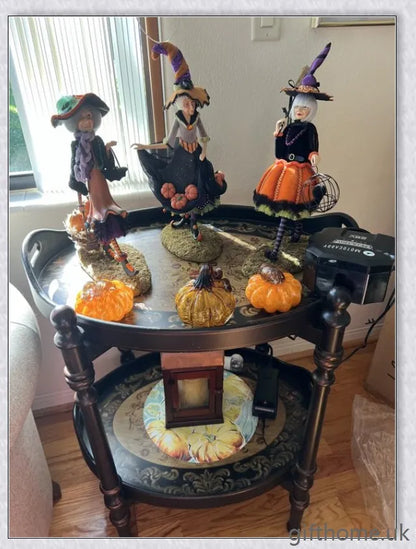 Enchanting Halloween witch figurine with unique designs and meticulous hand-painted details
