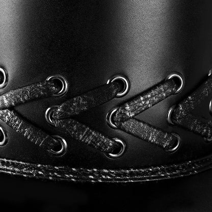 Trendha Halloween Punk Skull Black Top Hat with rivets and flat-top design