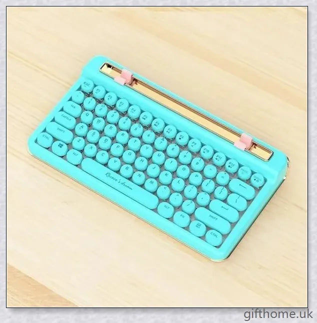 Retro Bluetooth and wired dual mechanical keyboard with 76 keys, available in silver, blue, black, pink, red, and gold colours