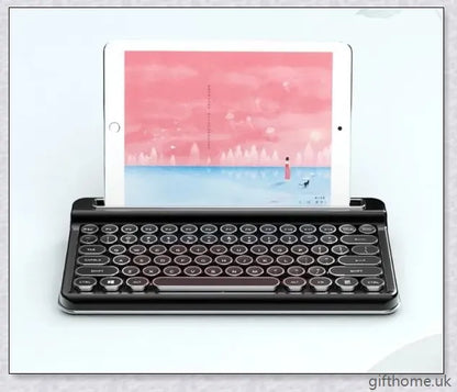 Retro Bluetooth and wired dual mechanical keyboard with 76 keys, available in silver, blue, black, pink, red, and gold colours