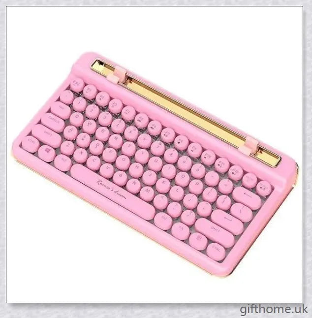 Retro Bluetooth and wired dual mechanical keyboard with 76 keys, available in silver, blue, black, pink, red, and gold colours