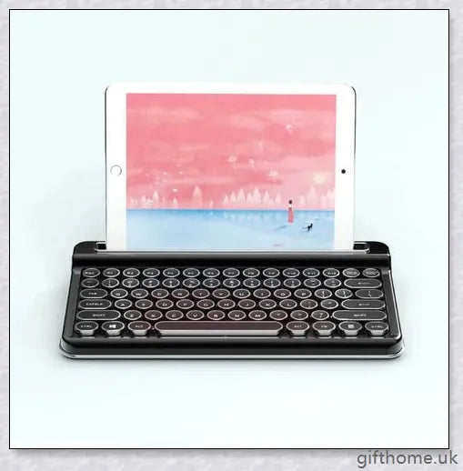 Retro Bluetooth and wired dual mechanical keyboard with 76 keys, available in silver, blue, black, pink, red, and gold colours