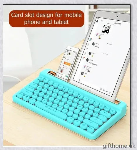 Retro Bluetooth and wired dual mechanical keyboard with 76 keys, available in silver, blue, black, pink, red, and gold colours