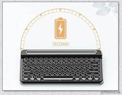 Retro Bluetooth and wired dual mechanical keyboard with 76 keys, available in silver, blue, black, pink, red, and gold colours
