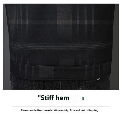 A stylish men's turn-down collar coat in a classic plaid design, perfect for autumn and winter wear.