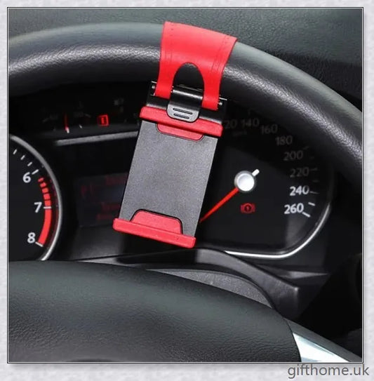 Car Steering Wheel Clip Mount Phone Holder - Secure mobile device for hands-free driving