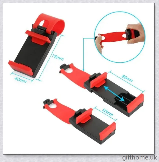 Car Steering Wheel Clip Mount Phone Holder - Secure mobile device for hands-free driving