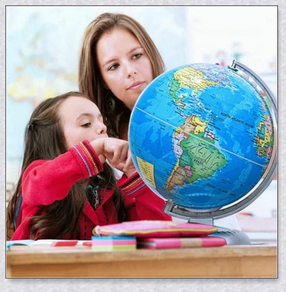 Floating interactive world globe with LED-illuminated constellation map, a sophisticated home decor and educational display