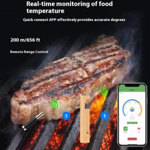Wireless Smart Meat Thermometer with Bluetooth connectivity, dual sensors, and guided cooking system for precise temperature monitoring and delicious meals