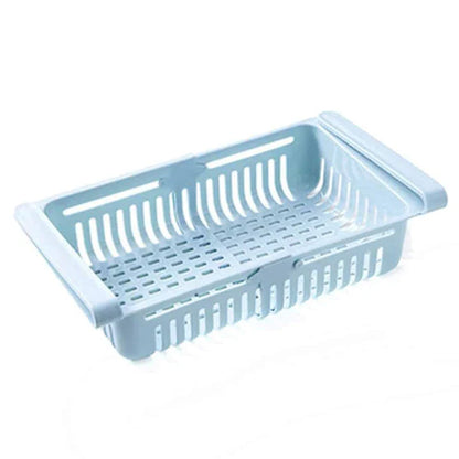 Premium Fridge Organizer Basket in White - Adjustable, Durable Plastic Storage Solution for Refrigerators