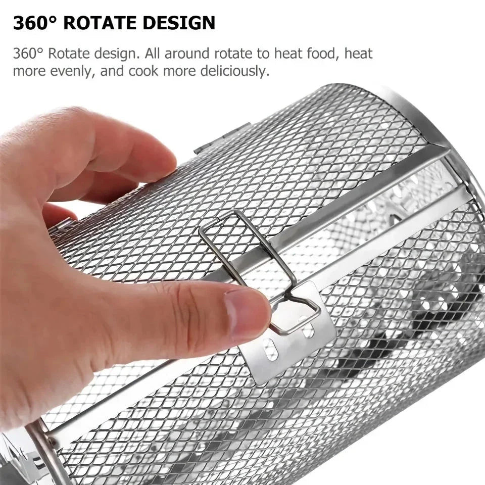 Premium stainless steel roasting drum with rotating design for even heating and cooking