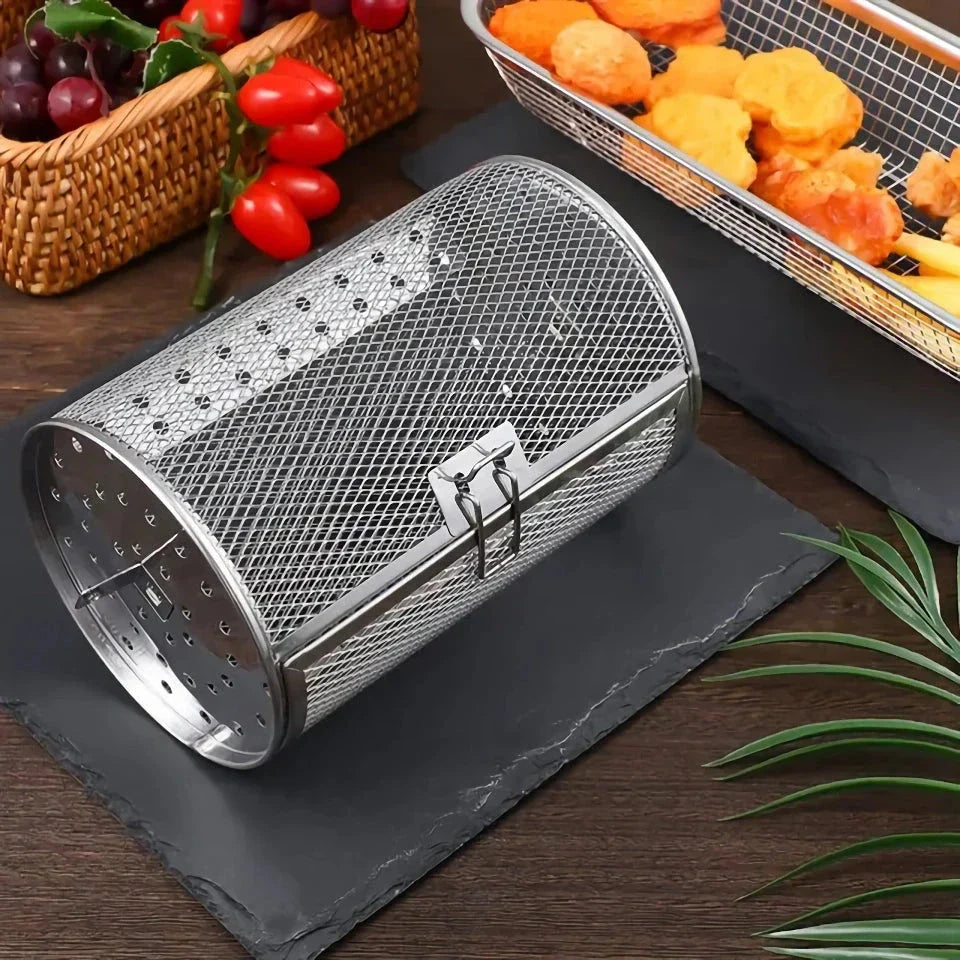 Premium stainless steel roasting drum with rotating design for even heating and cooking