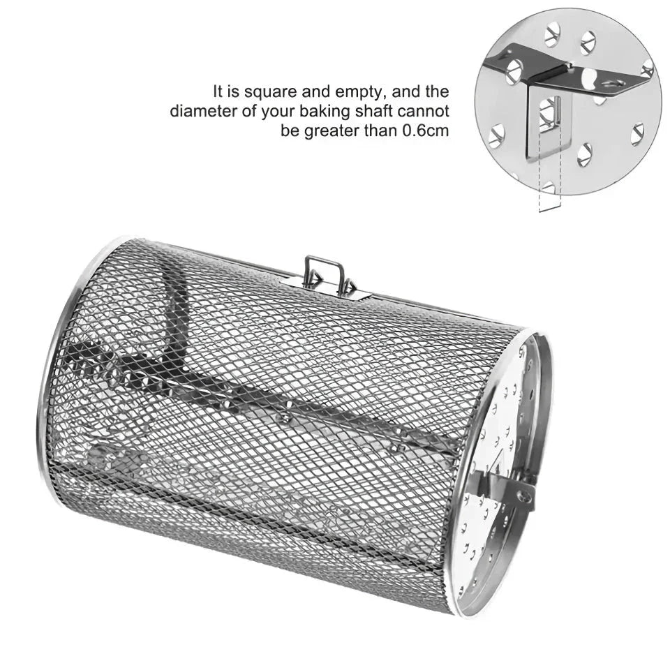Premium stainless steel roasting drum with rotating design for even heating and cooking