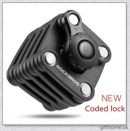 A heavy-duty black bicycle anti-theft chain lock with a folding design and scratch-resistant ABS casing