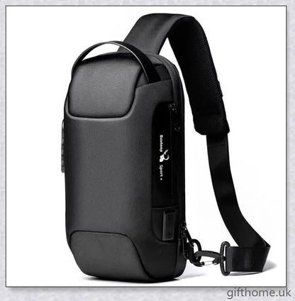 Anti-theft crossbody bag made of abrasion-resistant and scratch-resistant fabric, with USB charging and custom lock system