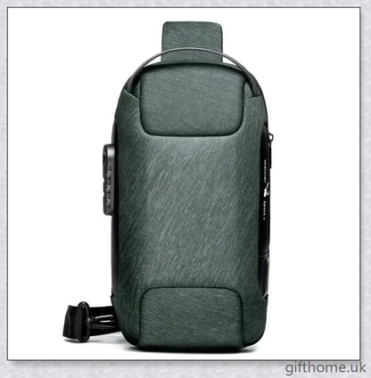 Anti-theft crossbody bag made of abrasion-resistant and scratch-resistant fabric, with USB charging and custom lock system