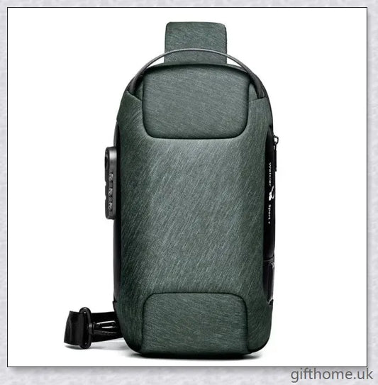 Anti-theft crossbody bag made of abrasion-resistant and scratch-resistant fabric, with USB charging and custom lock system