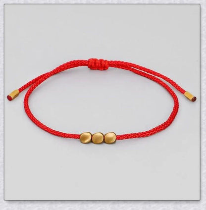 Handmade Tibetan copper bead bracelet with adjustable length and elegant design