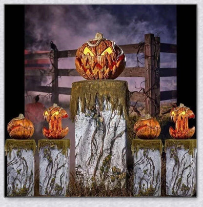 A yellow pumpkin decoration with a mouth that opens and makes spooky sounds, perfect for adding a chilling touch to your outdoor Halloween party.