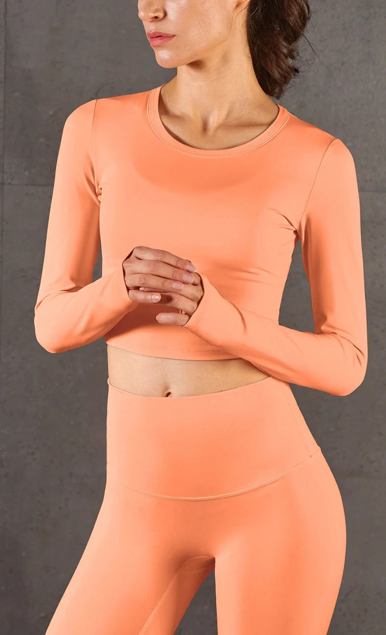 High-elastic Nylon Fitness Long Sleeves in various colours